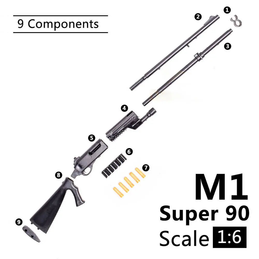 1:6 Weapon Model Benelli M1 Super 90 Shot Gun Assembly Model Assembly Toys Puzzles Building Bricks For Action Figures