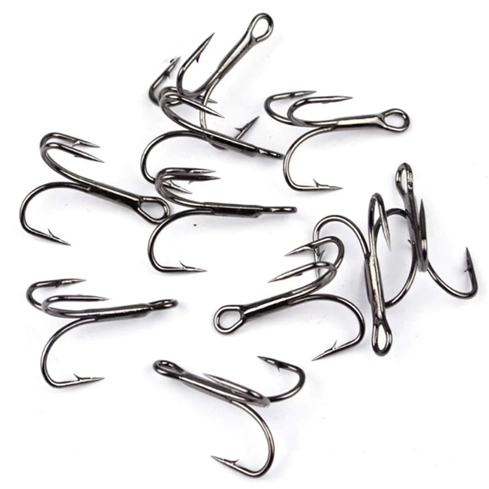 50pcs/lot Sharp Fishing Hook 2-10# High Carbon Steel Treble Hooks Fishing Tackle  Round Bent Treble Saltwater Bass Tools Pesca