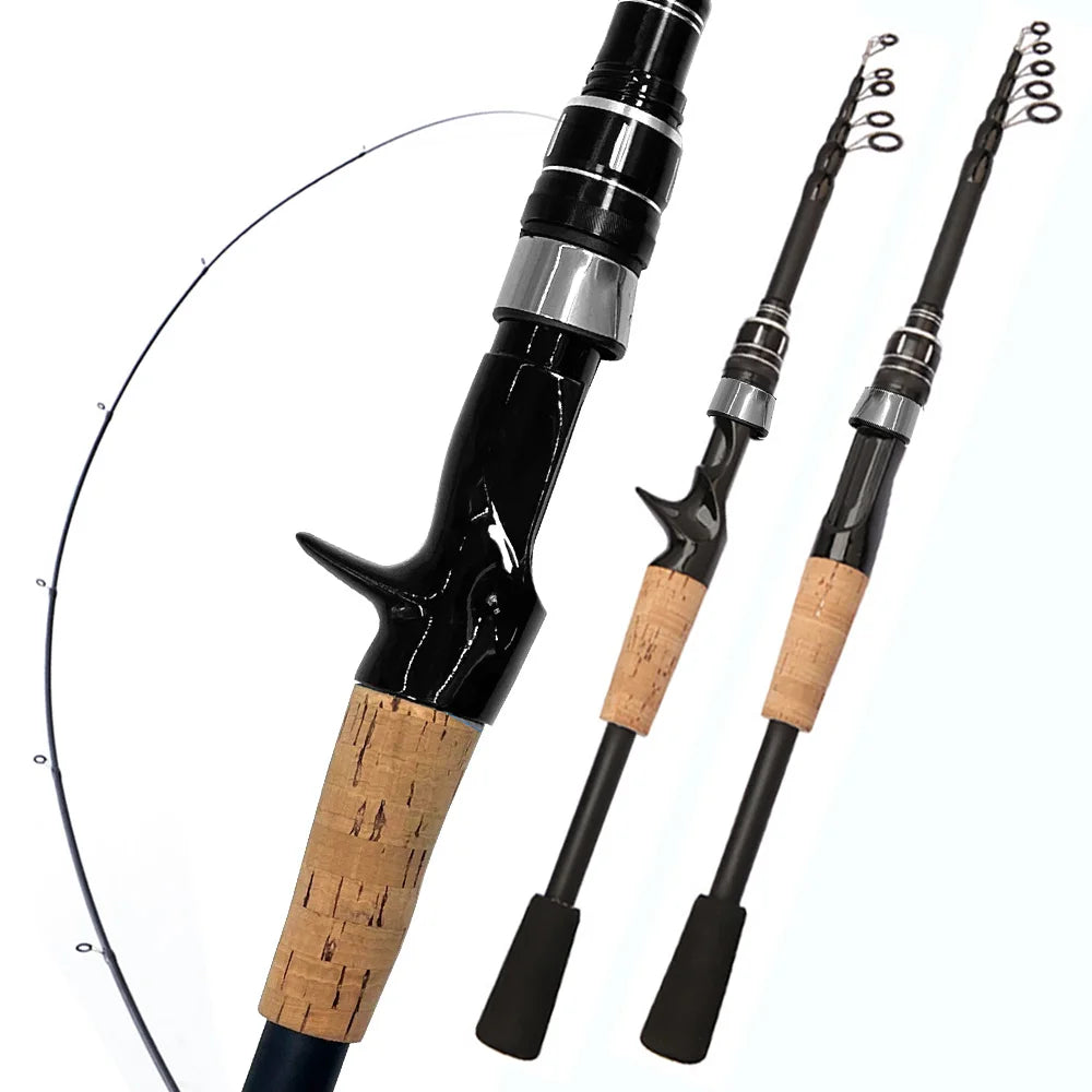 Baitcasting Lure Fishing Rod Spinning Telescopic 8g-25g Wooden Handle Carbon Casting Fishing Tackle Professional Light-weight