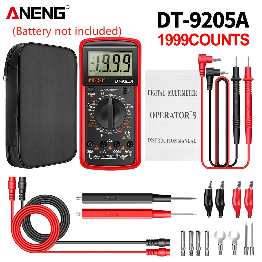 ANENG DT9205A Digital Profesional Multimeter AC/DC Transistor Voltage Tester Electric  NCV True RMS Analog Auto Range Multimetro