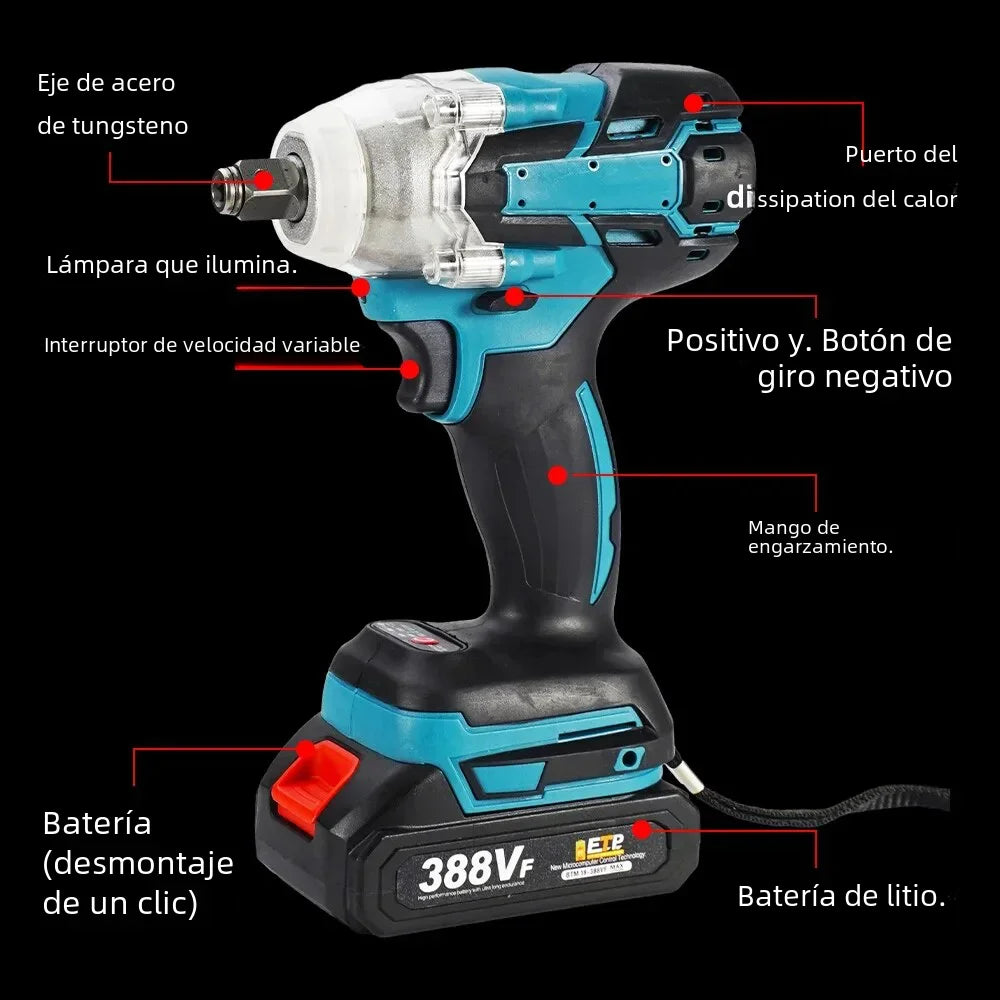 520N.m Cordless Electric Impact Wrench Brushless Electric Wrench Hand Drill Socket Power Tool For Makita 388V Battery