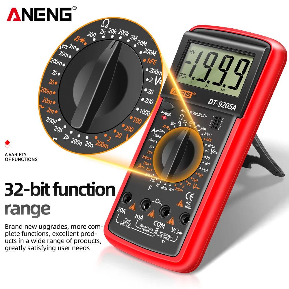 ANENG DT9205A Digital Profesional Multimeter AC/DC Transistor Voltage Tester Electric  NCV True RMS Analog Auto Range Multimetro