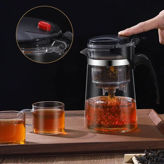 Tea Pot For Tea With Infuser Glass Kettle Heat Resistant Tea Maker Flower Tea Herbal Pot Convenient Office Coffee Teapot Teaware