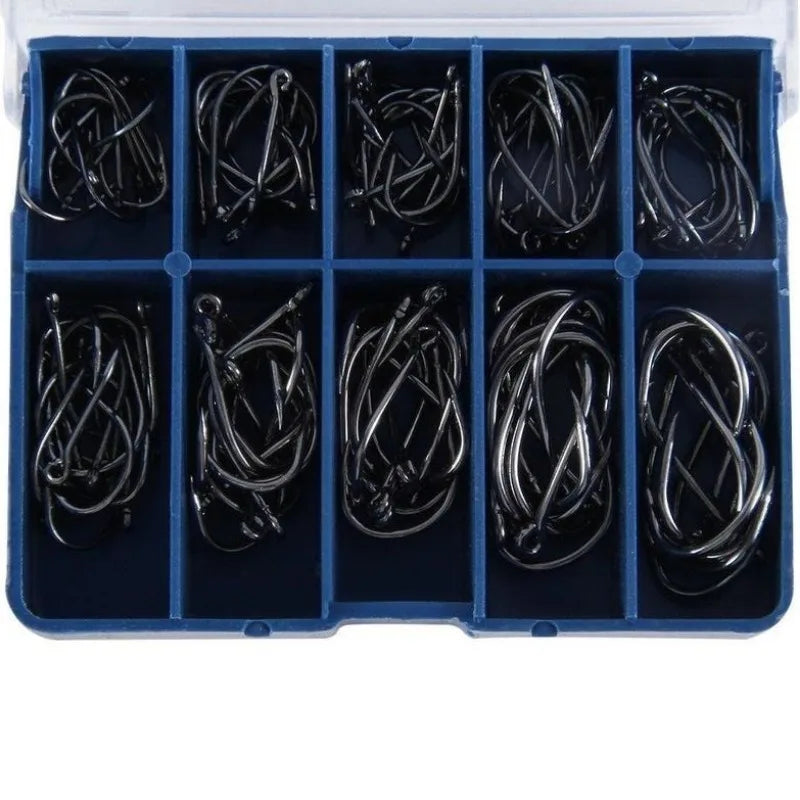 100pcs/lot Carp Fishing Hooks #3-#12 High Carbon Steel Freshwater Fishing Hooks Barbed Jig Hook Tackle Fishing Accessories