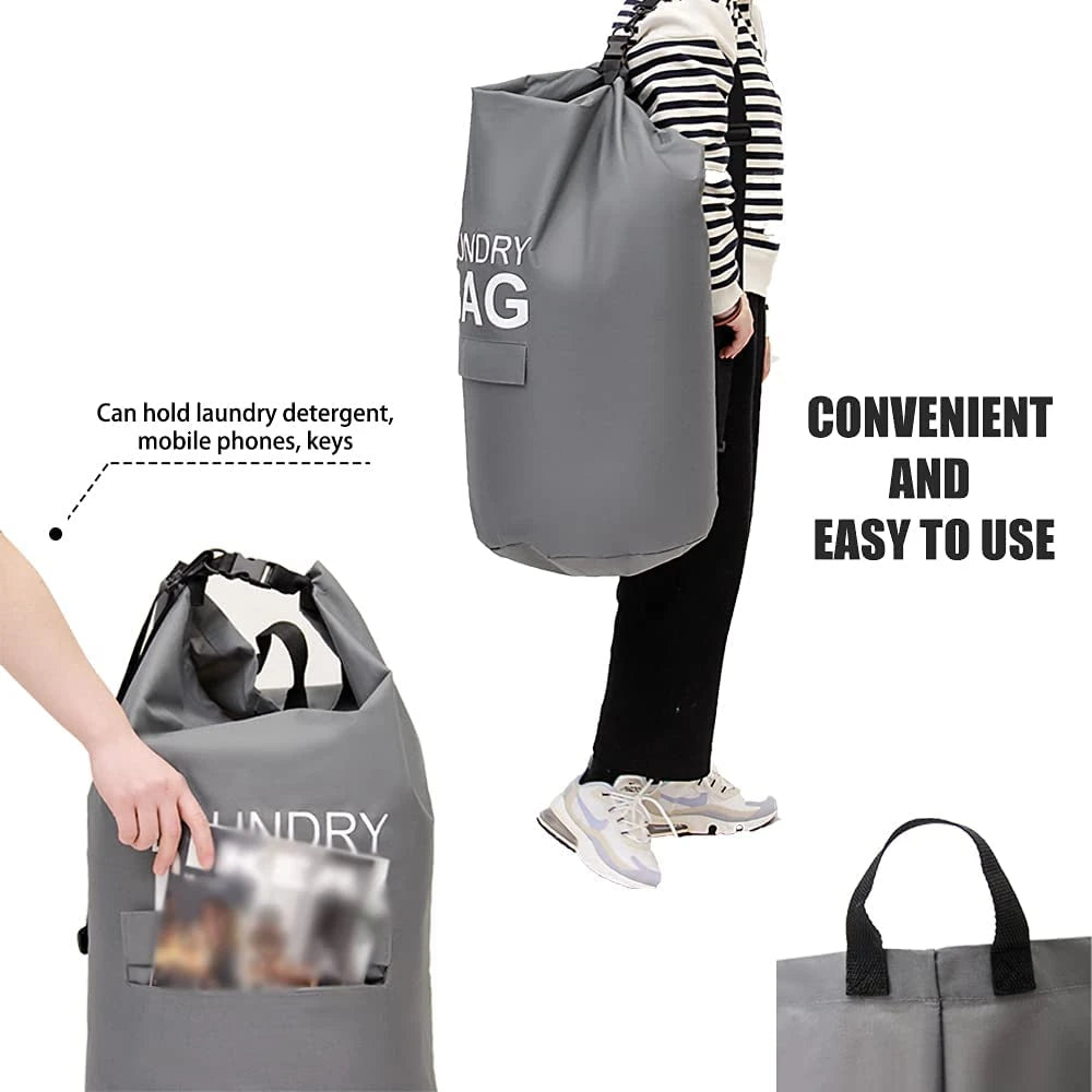 71L Laundry Bag Laundry Basket Room Organizer Backpack with Adjustable Shoulder Straps and Pocket Clothes Hamper