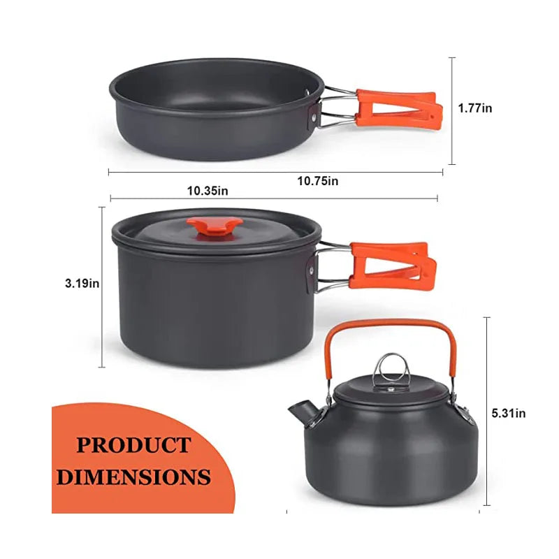 Camping Cooking Set Outdoor Aluminum Lightweight Equipment Camping Cookware Kit For Traveling Trekking Hiking Supplies