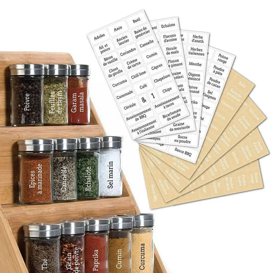 Clear French Label Stickers Waterproof Transparent Organization Spice Jar 208PCS d'épice Spice étiquette Bottle Stickers La Y1R3