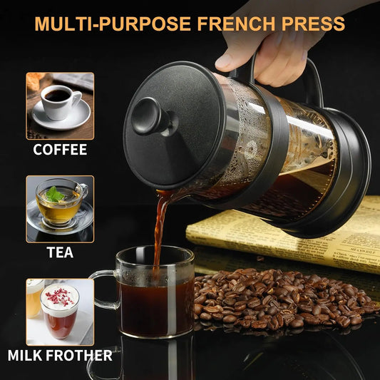 GIANXI Black 1000ml Plastics Coffee Maker Transparent Glass French Press Household Kitchen Coffee Pot Coffeeware Teaware