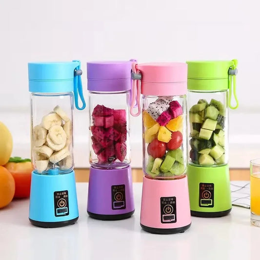 Portable Mini Fruit Juicer Cup USB Rechargeable Mixer 6 Blades Juicer Vegetable Juicer Blender Milkshake 1800mAh Manual Juicers